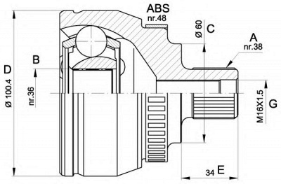 OPEN PARTS cvj551610 -  Шарнирный комплект, приводной вал